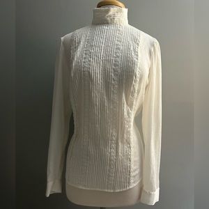 Off-white lace front detail long sleeve blouse